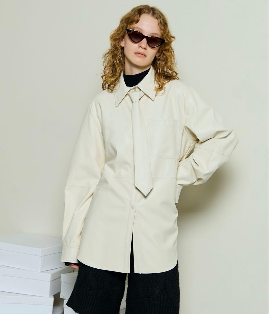 Vegan Leather Tie Shirtヴィーガンレザーネクタイシャツ新品