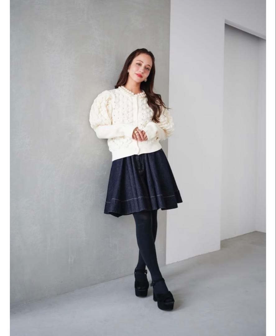 OBLI オブリ　パールカーディガン/ホワイト