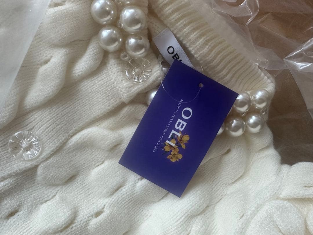 OBLI オブリ　パールカーディガン/ホワイト