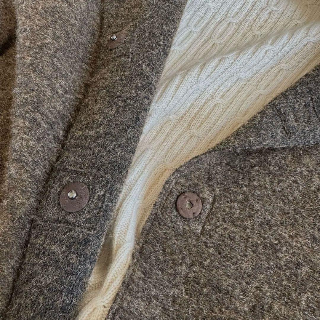 イタリア製　モヘアニットリバーコート　フーディー