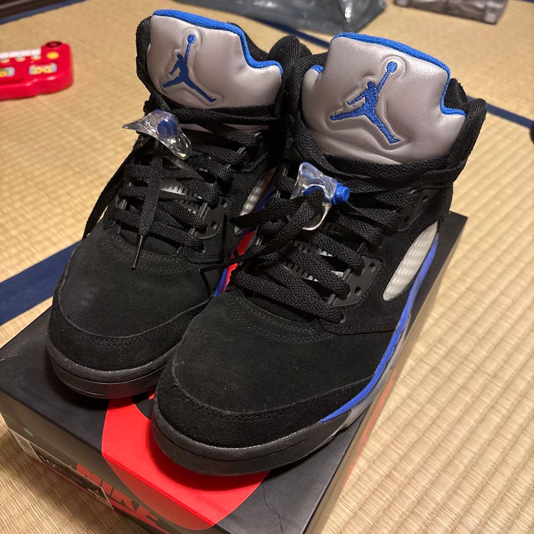 【にゃ】エアジョーダン5 レトロ　ブラック/レーサーブルー