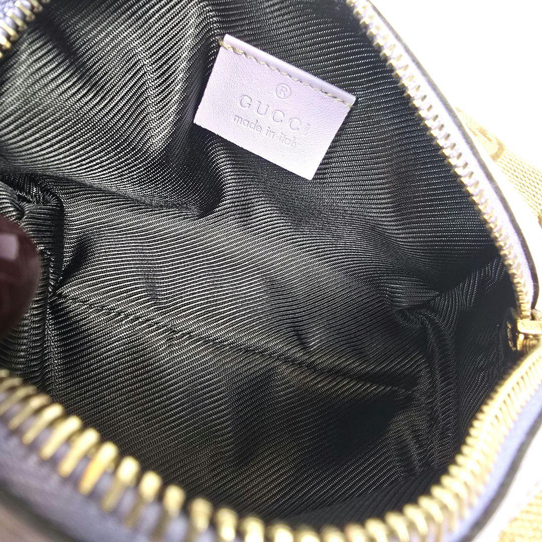 レア GUCCI GG キャンバス レザー ポーチ ハート引手 ゴールド