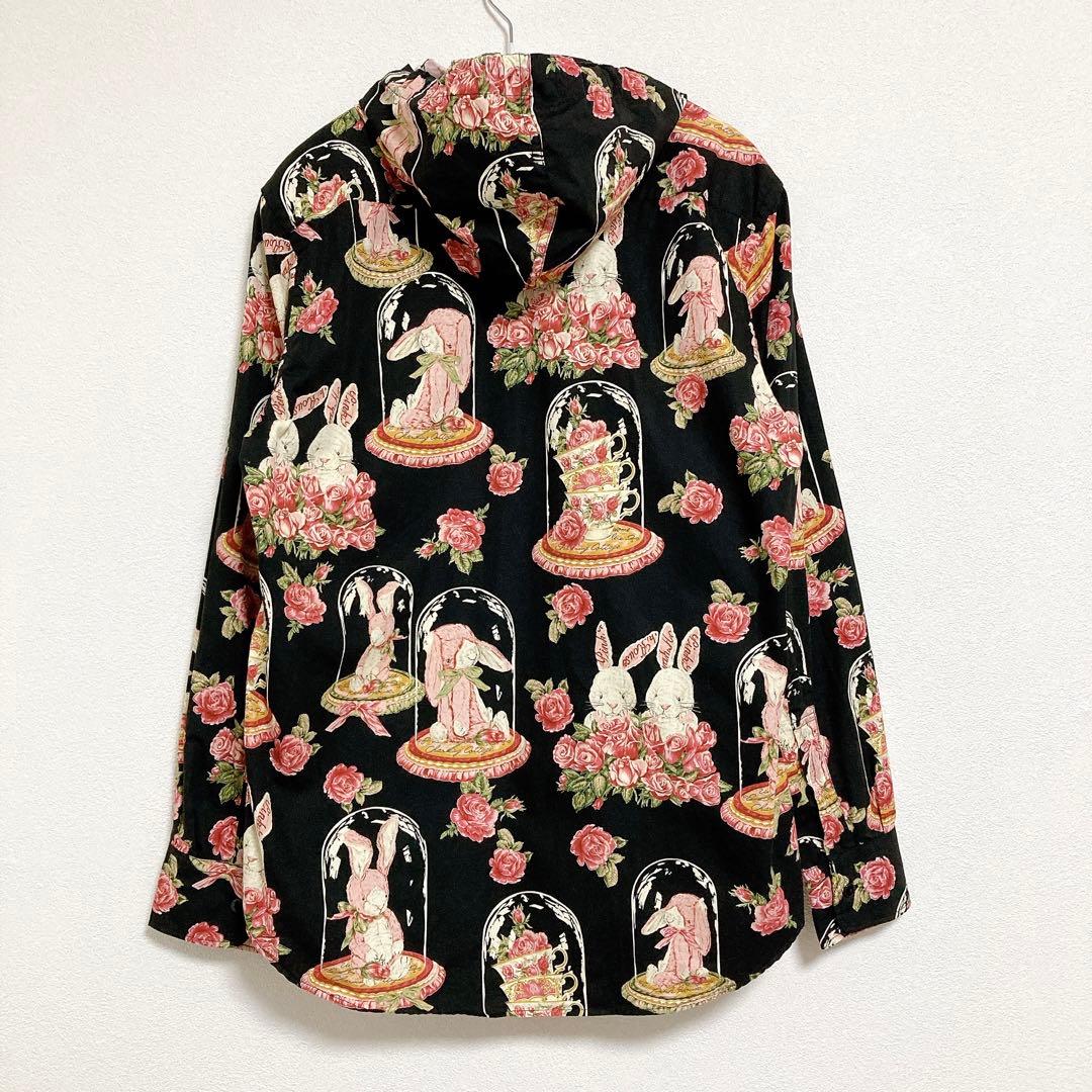 カールヘルム　うさぎ　フード付　シャツ　ブラウス　黒　M　ラビット