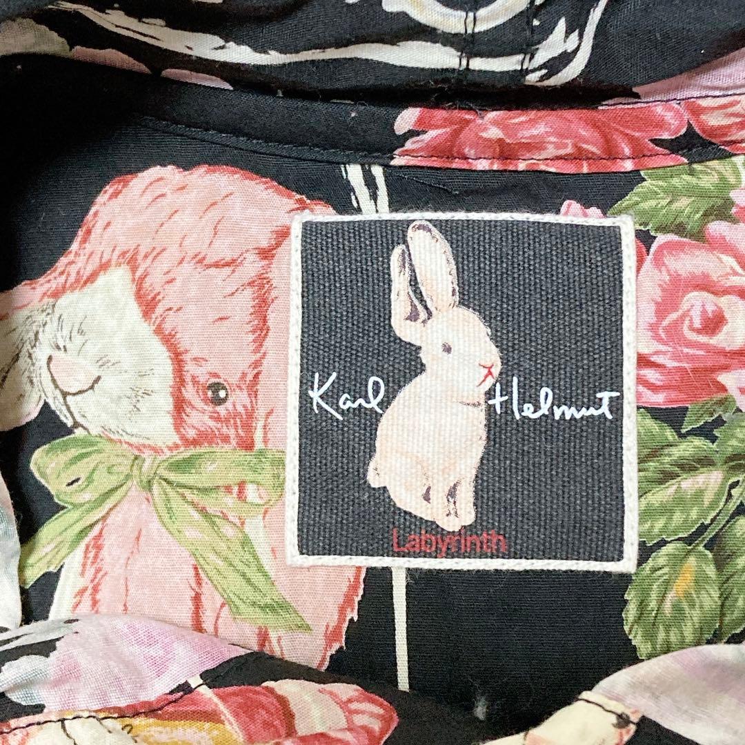カールヘルム　うさぎ　フード付　シャツ　ブラウス　黒　M　ラビット