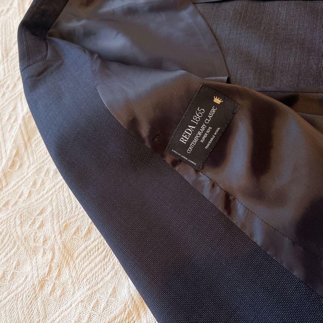 REDA SUPER110'S ウール　ピンドットパンツスーツ　ネイビー　38