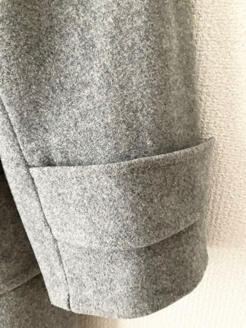 46♡フォックスファー付きダッフルコート　グレー