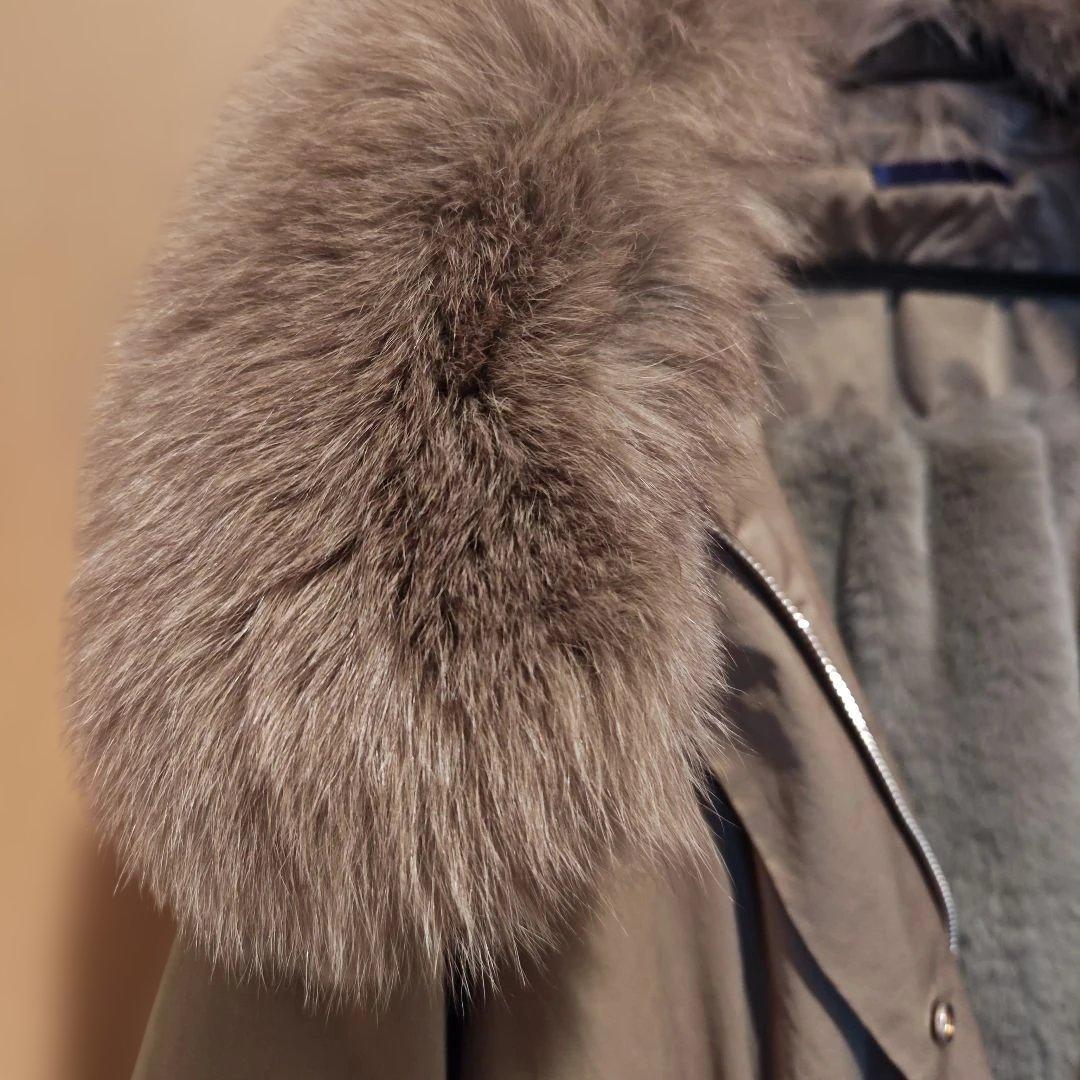 12時間限定クリスマス価格　ファー付きモッズコート　フリーサイズ　超暖かい