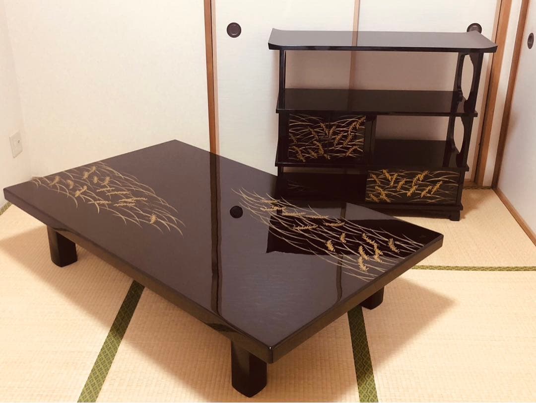 【説明文必ず読んで下さい】貴重な輪島塗 茶棚と座卓対のセット
