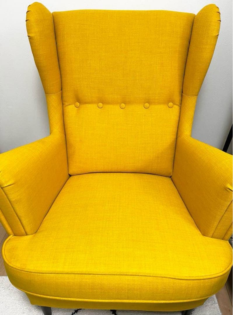 【送料込】IKEAウィングチェア/イエロー/ストランドモン STRANDOMON