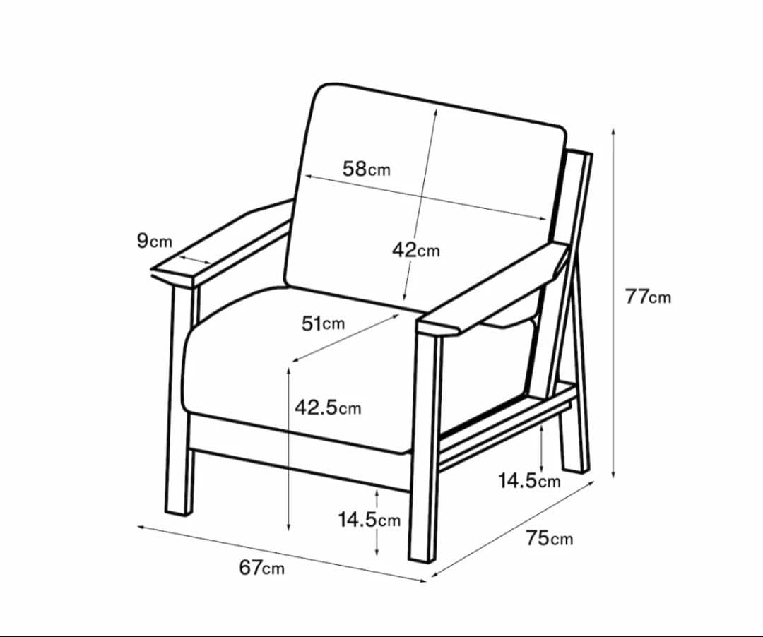 【引き取り限定】ソファ本体木製フレーム 1人掛けソファ（ウレタンポケットコイル）