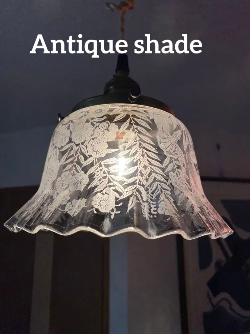 アンティーク　ビクトリアン　ガス燈　ガラスシェード　ペンダントライト灯具付き