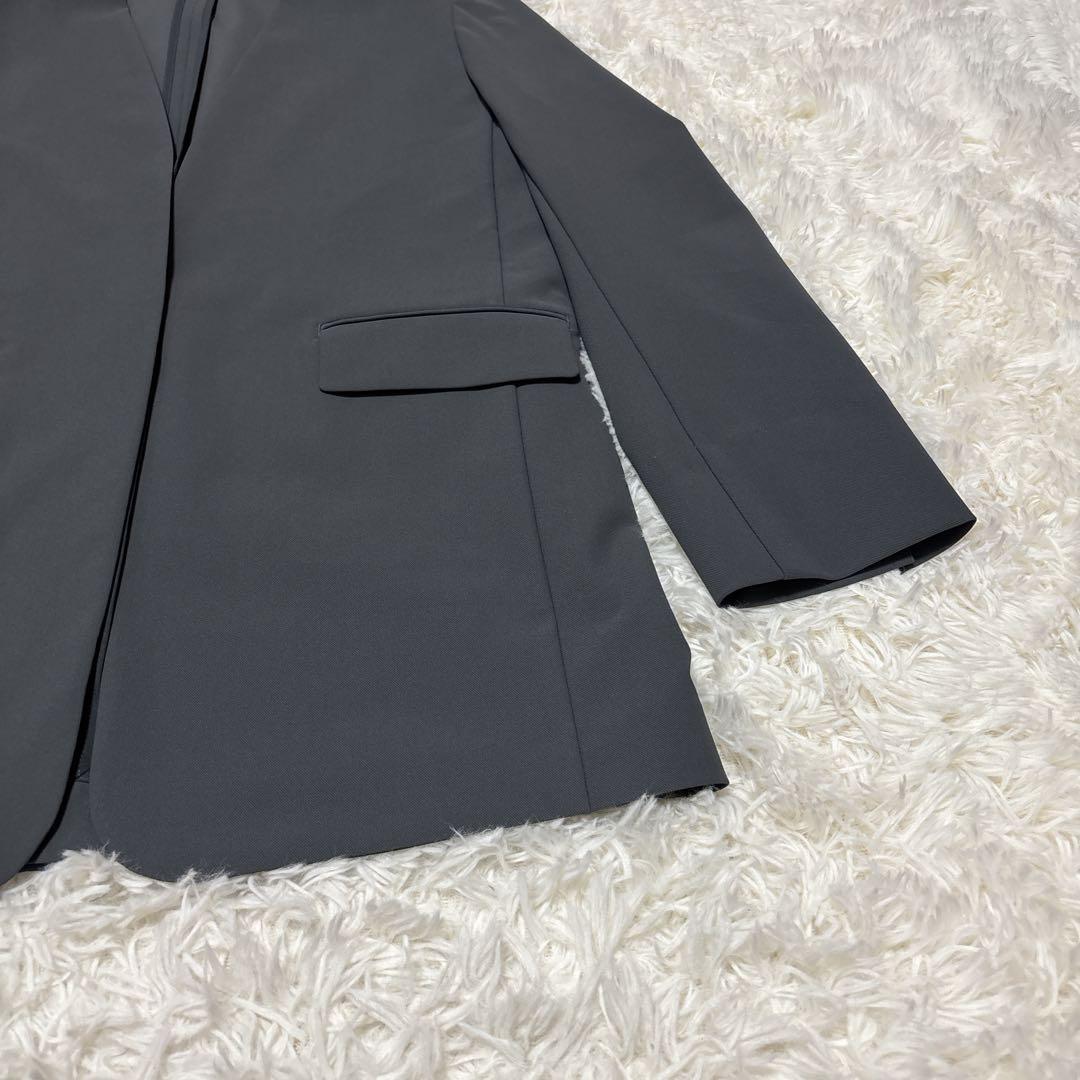 【美品】プラステ　ノーカラー　セットアップ　ハイストレッチトリコット　グレー　M