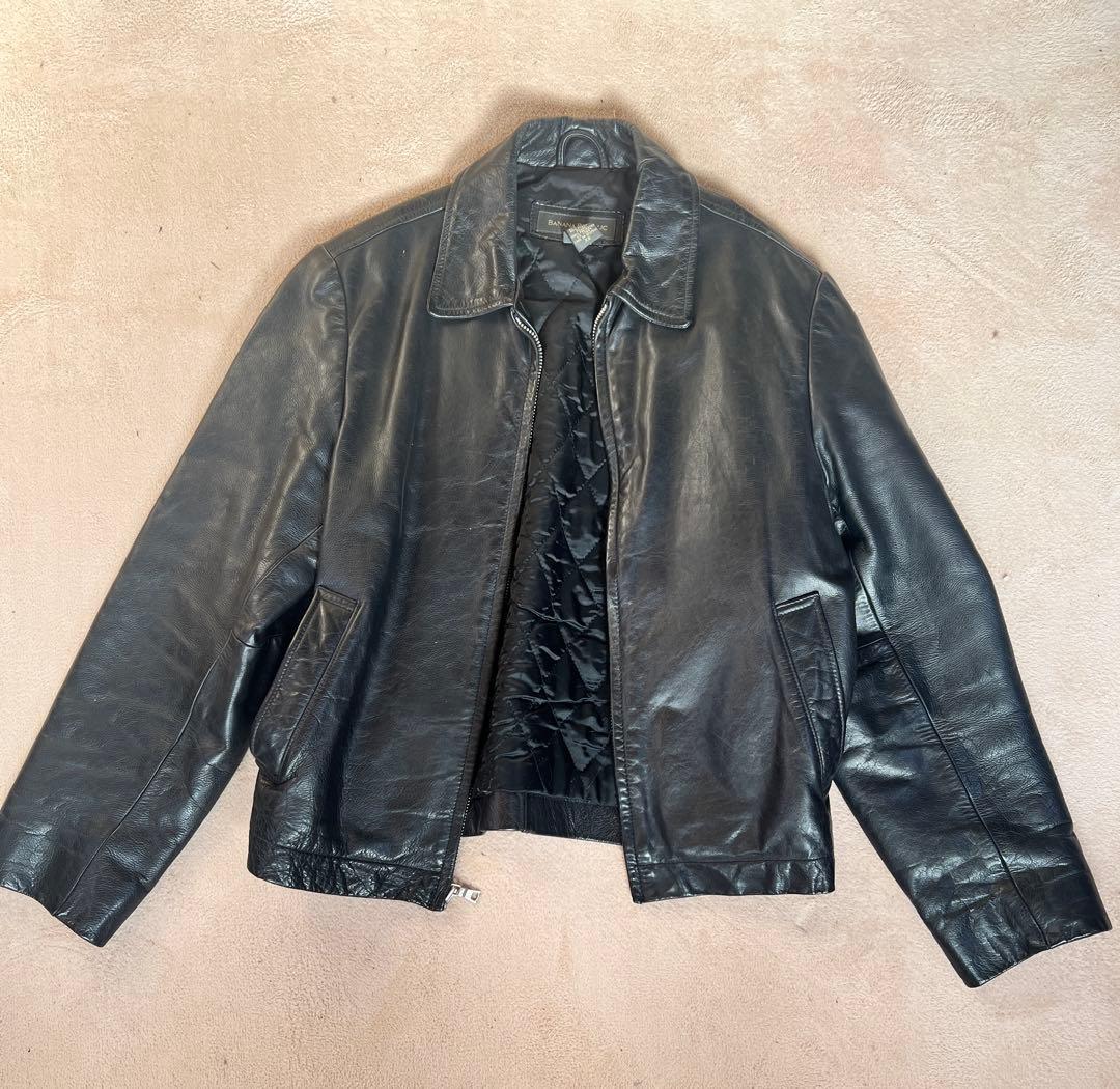 90's BANANA REPUBLIC ブラックレザージャケット XS