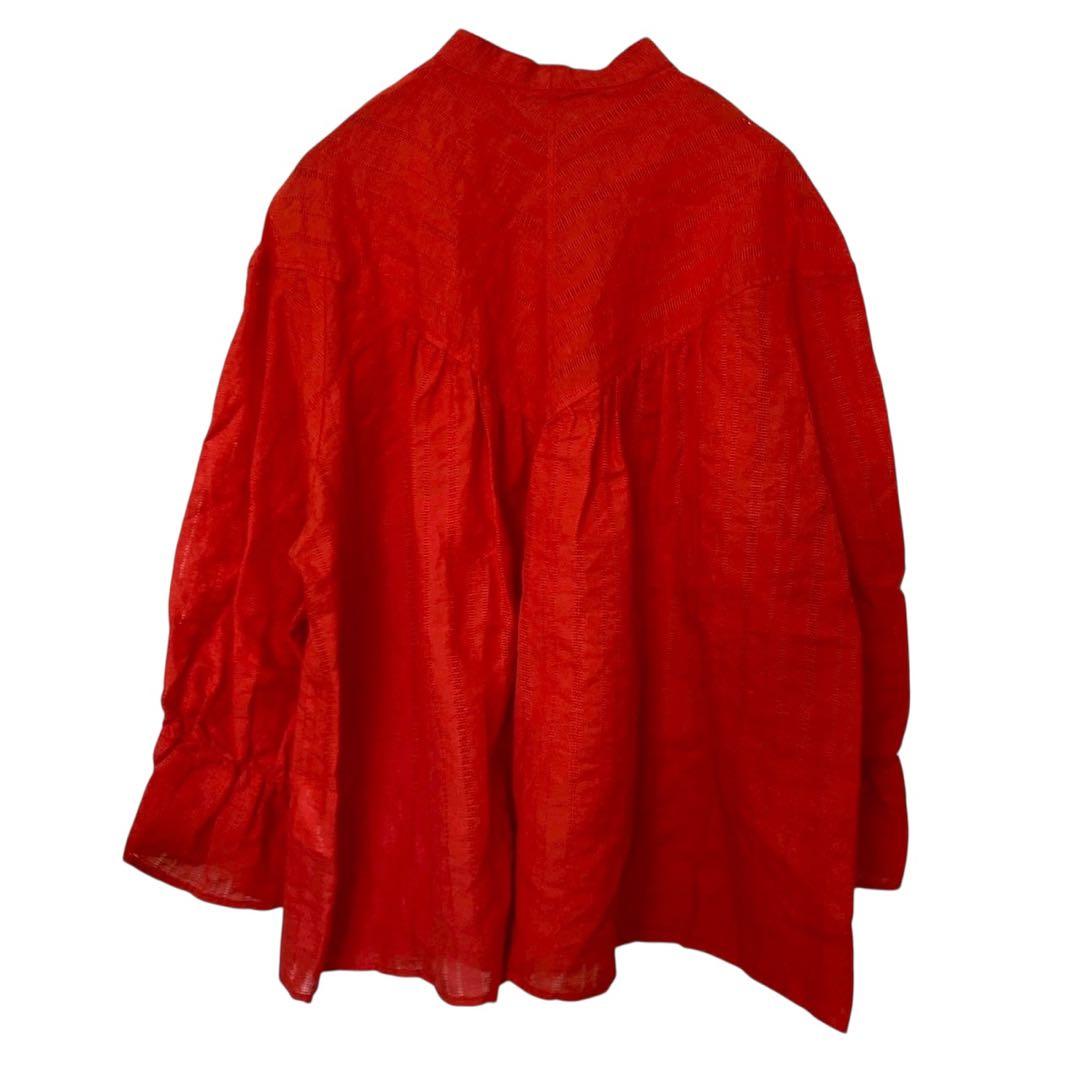 新品未使用 23区 ニジュウサンク シャツ L相当 赤 スタンドカラー 長袖