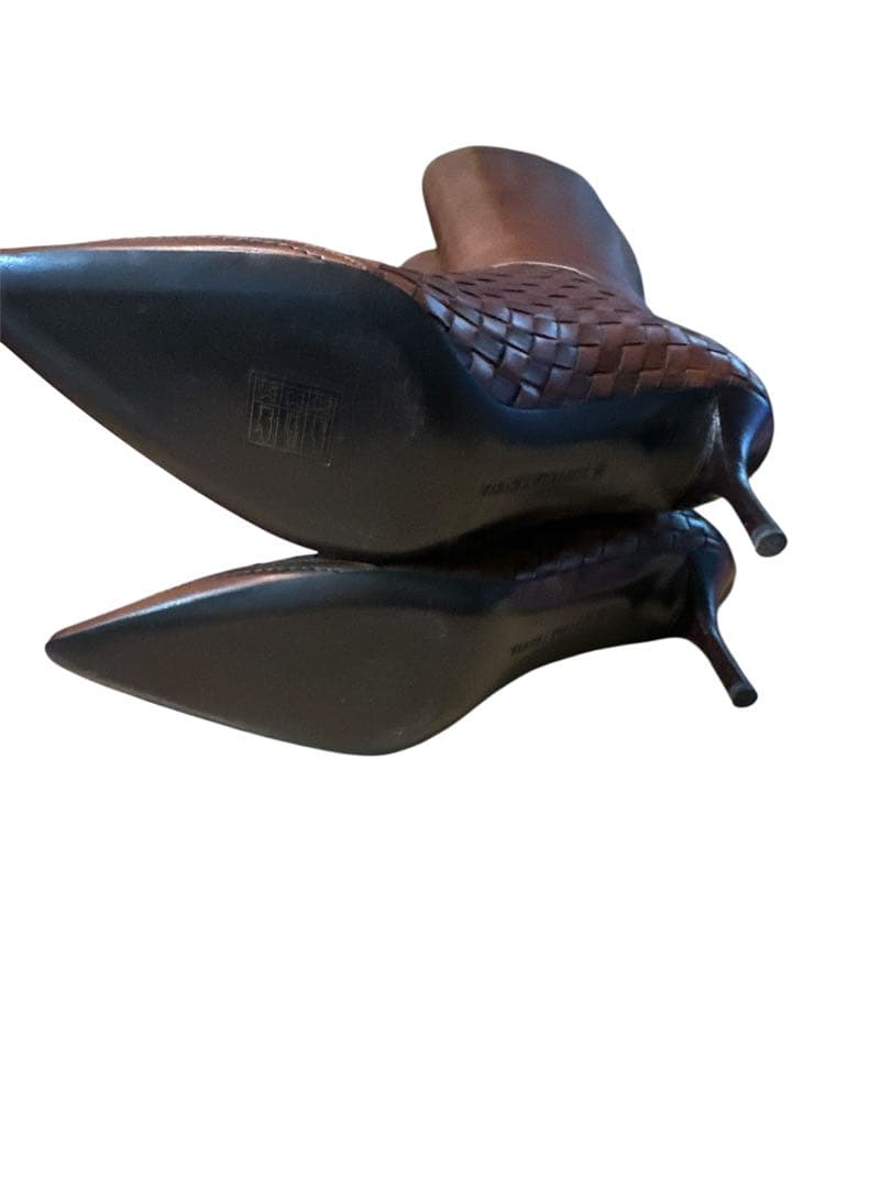 ボッテガ　ブラウン編み込みロングブーツ