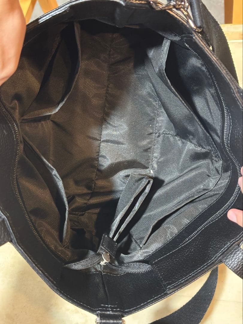 美品　サマンサキングス　トートバッグ　レザー　ブラック　大容量　シボ革　黒