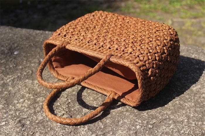 六角花結び編み 山葡萄 かごバッグ やまぶどう 山ぶどう カゴバッグ 持ち手 籠