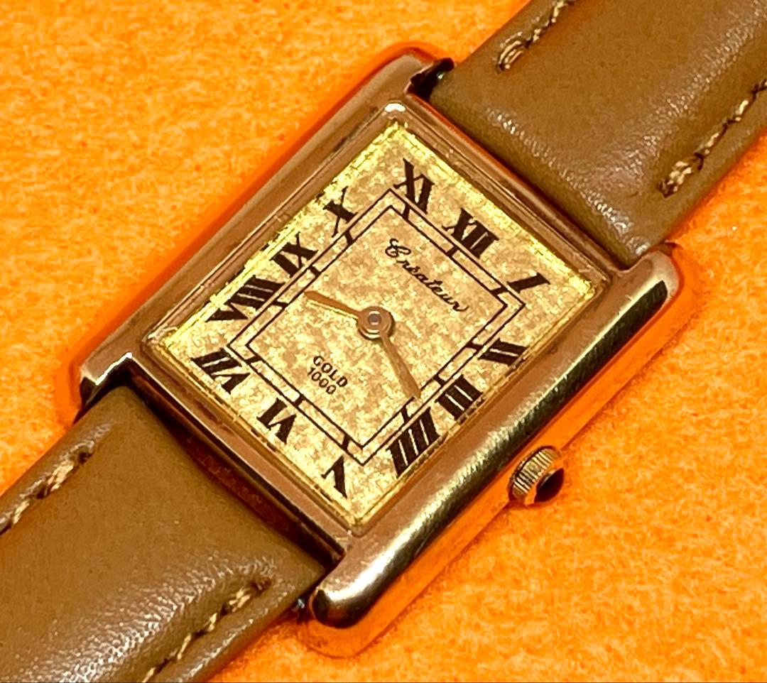 銀無垢ケースベルメイユChateau 腕時計 K24.G.F.タンクQZ稼働品