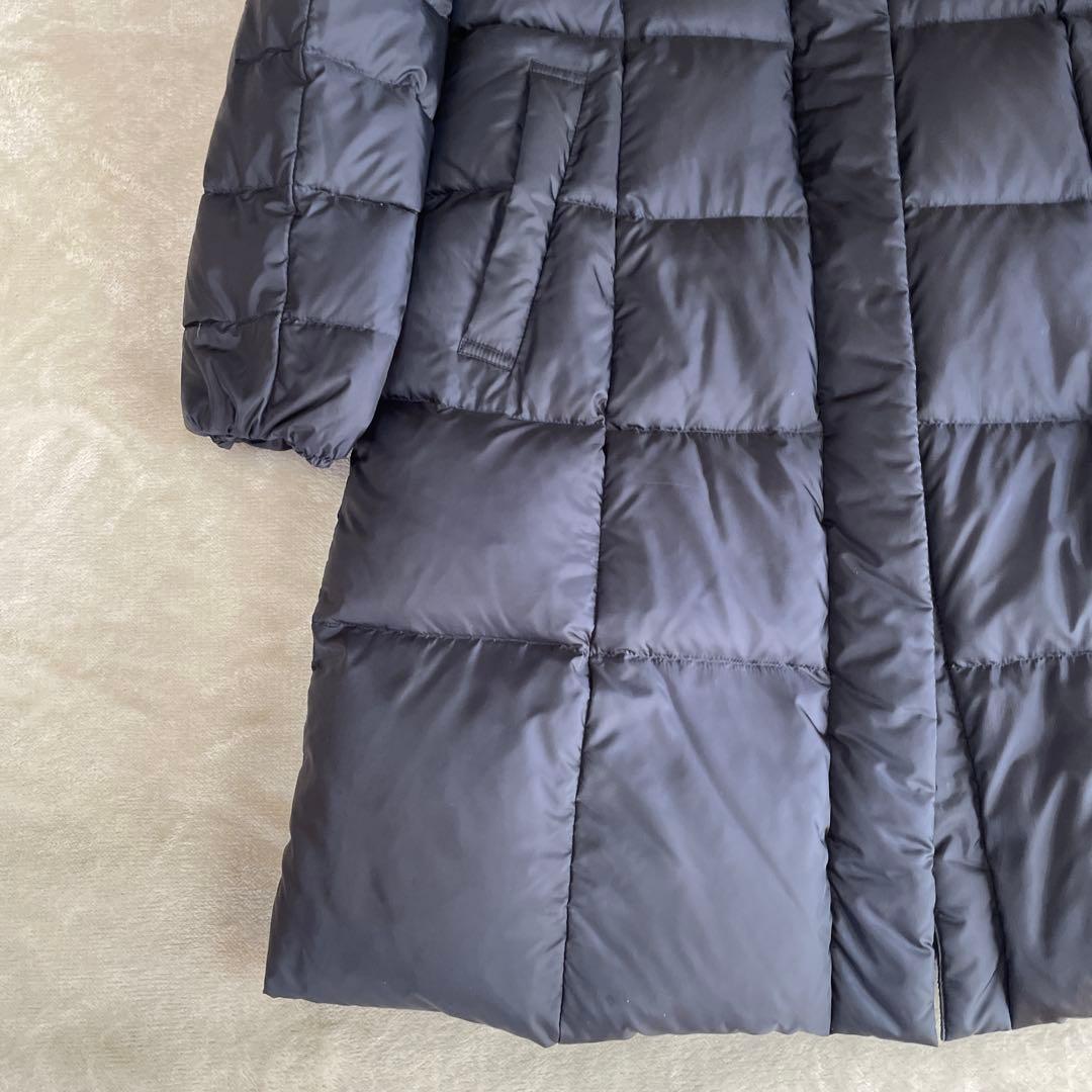 23区 フード付き　Aライン　ロングダウンジャケット ネイビー（濃紺）　38号