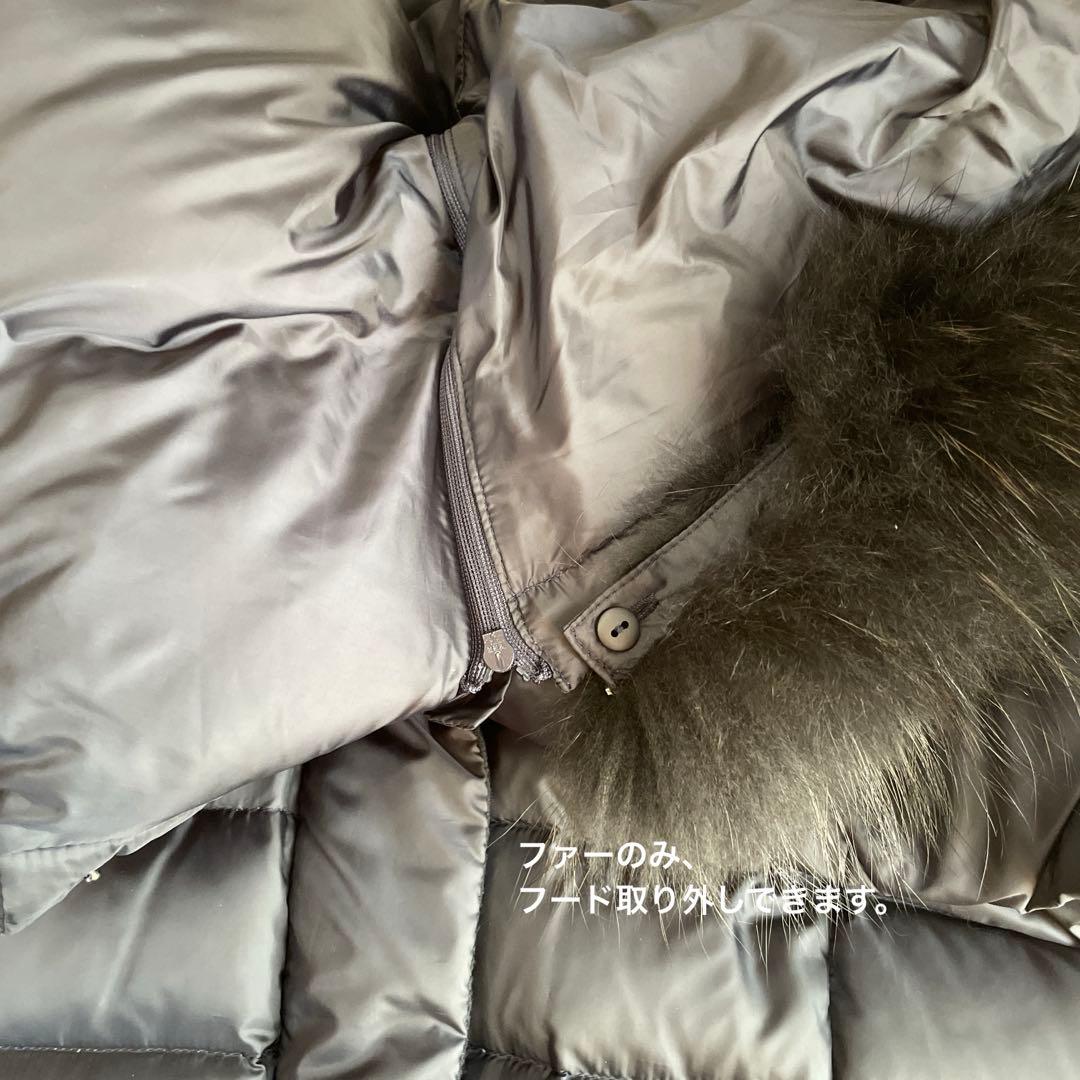 23区 フード付き　Aライン　ロングダウンジャケット ネイビー（濃紺）　38号