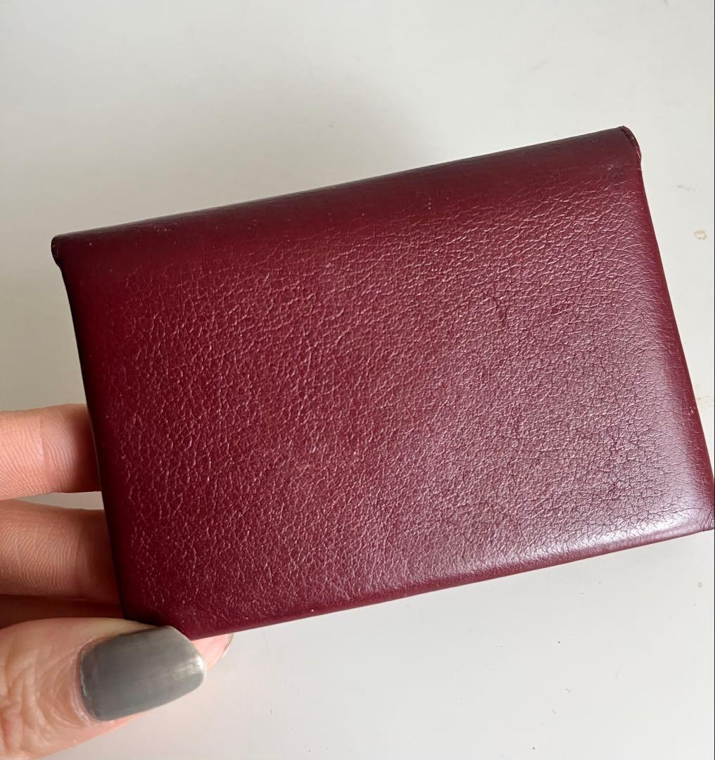 ロエベ　バーガンディレザーカードケース