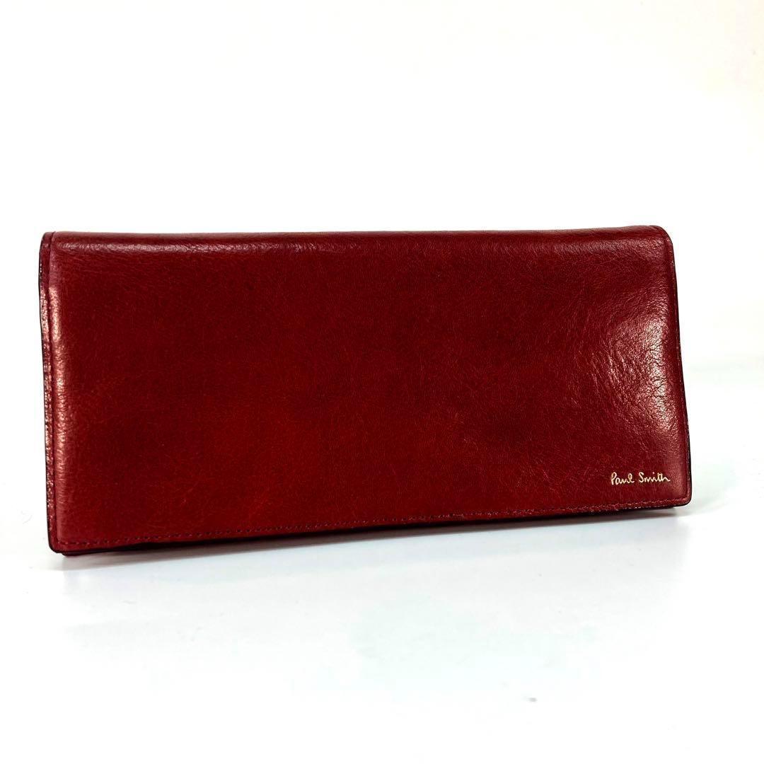 ◆高級レザー◆ 新品　ポールスミス 長財布　ワインレッド　赤　メンズ