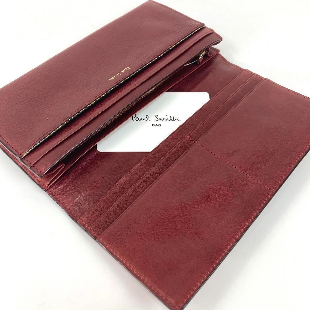 ◆高級レザー◆ 新品　ポールスミス 長財布　ワインレッド　赤　メンズ