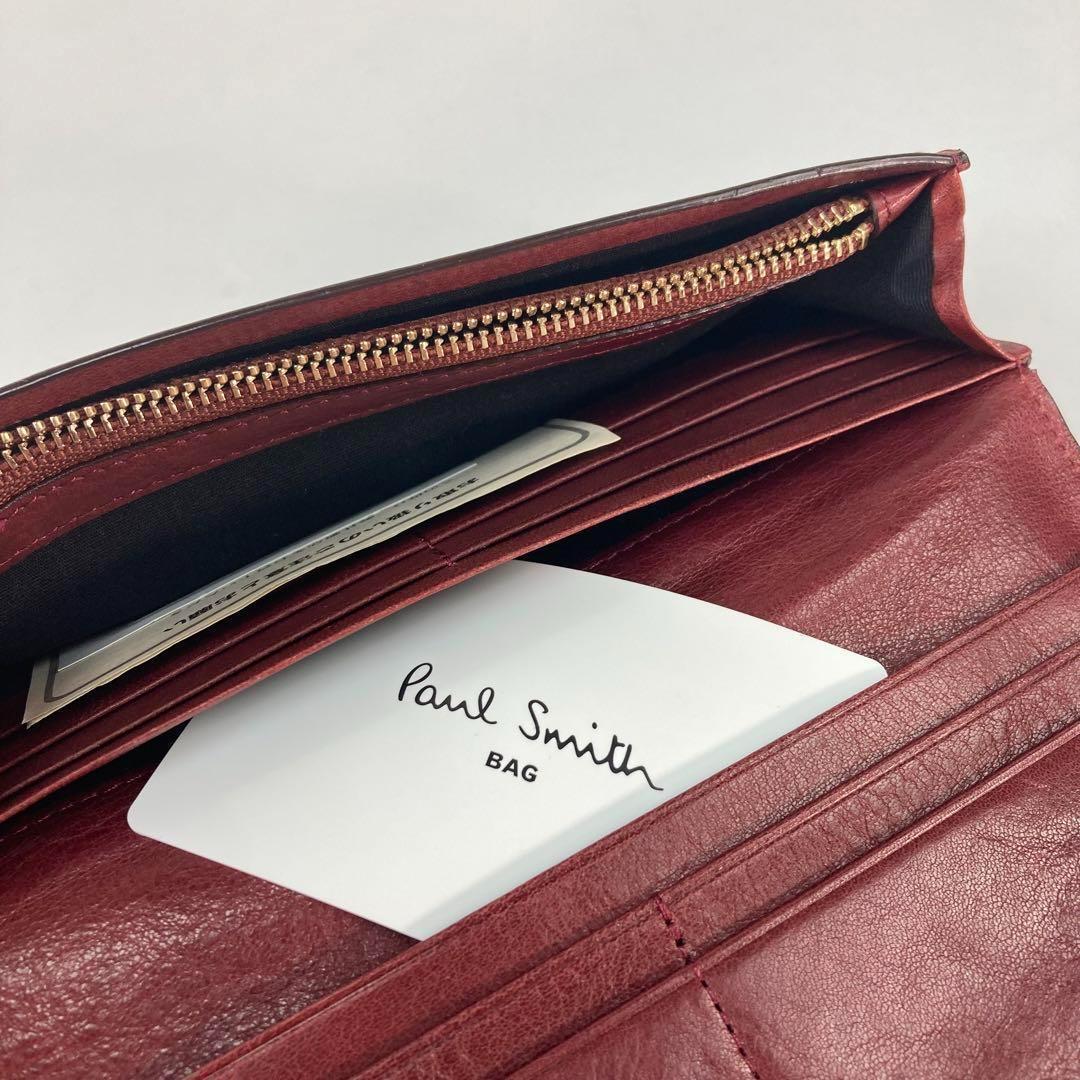 ◆高級レザー◆ 新品　ポールスミス 長財布　ワインレッド　赤　メンズ