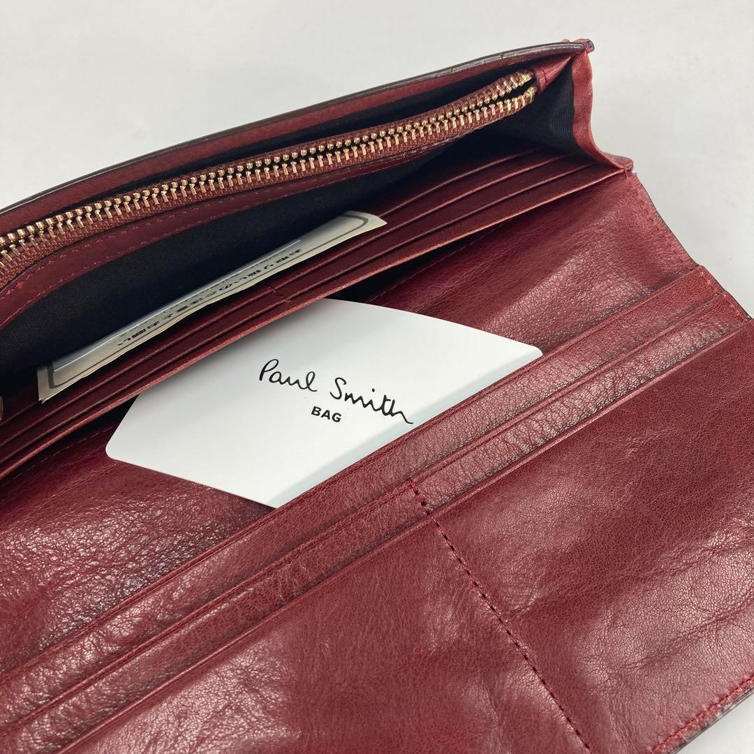 ◆高級レザー◆ 新品　ポールスミス 長財布　ワインレッド　赤　メンズ