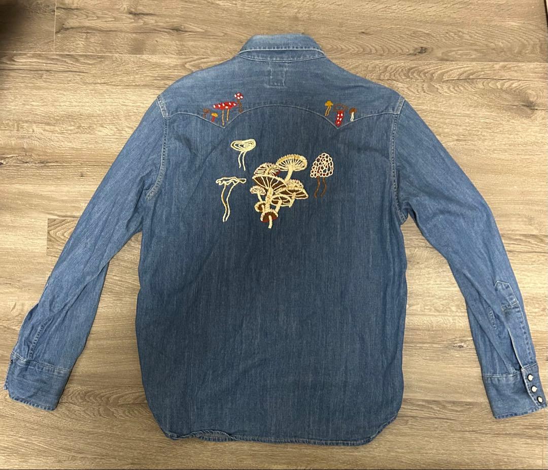 【レア】LVC デニムシャツ　きのこ刺繍　M