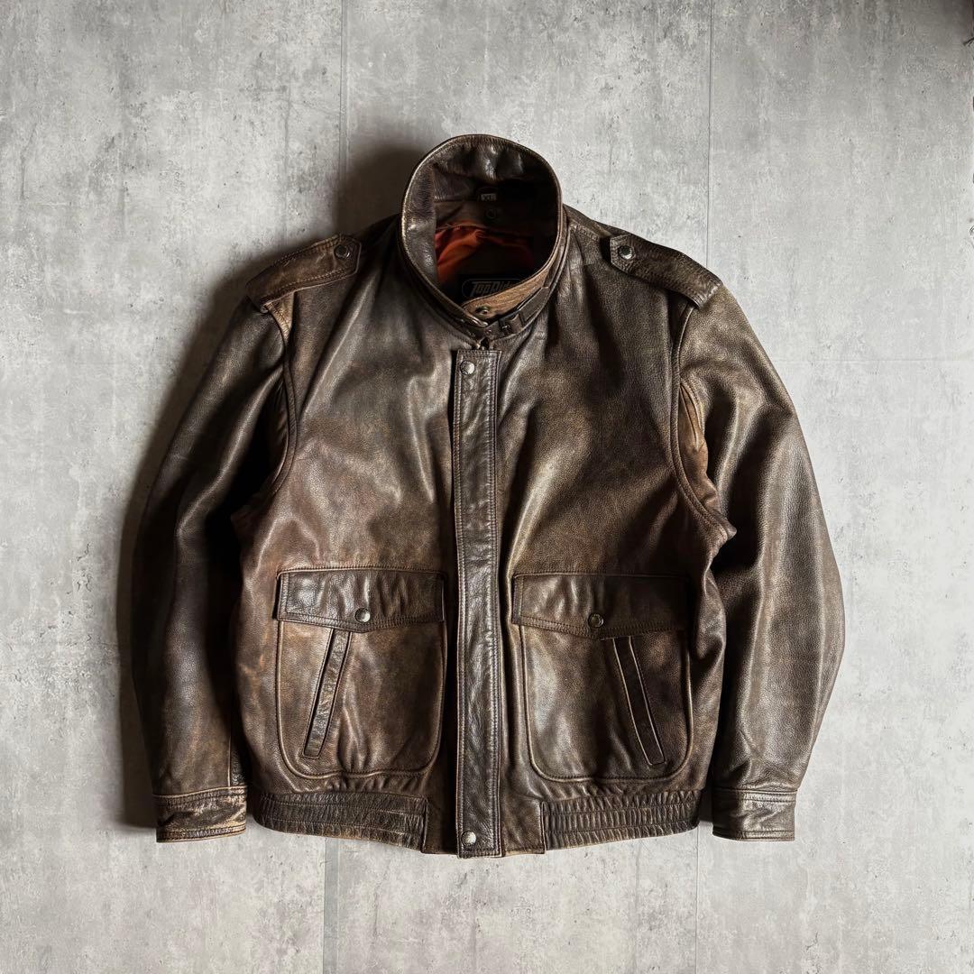 【90s vintage】A-2 フライトジャケット　レザーブルゾン　本革　短丈