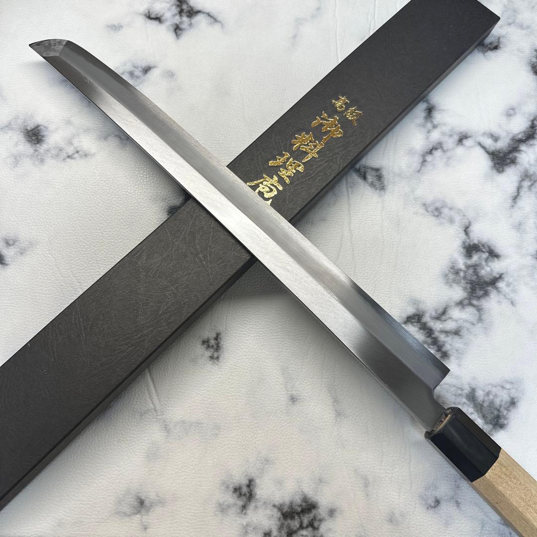 青ニ鋼　先丸柳刃包丁　尺2寸