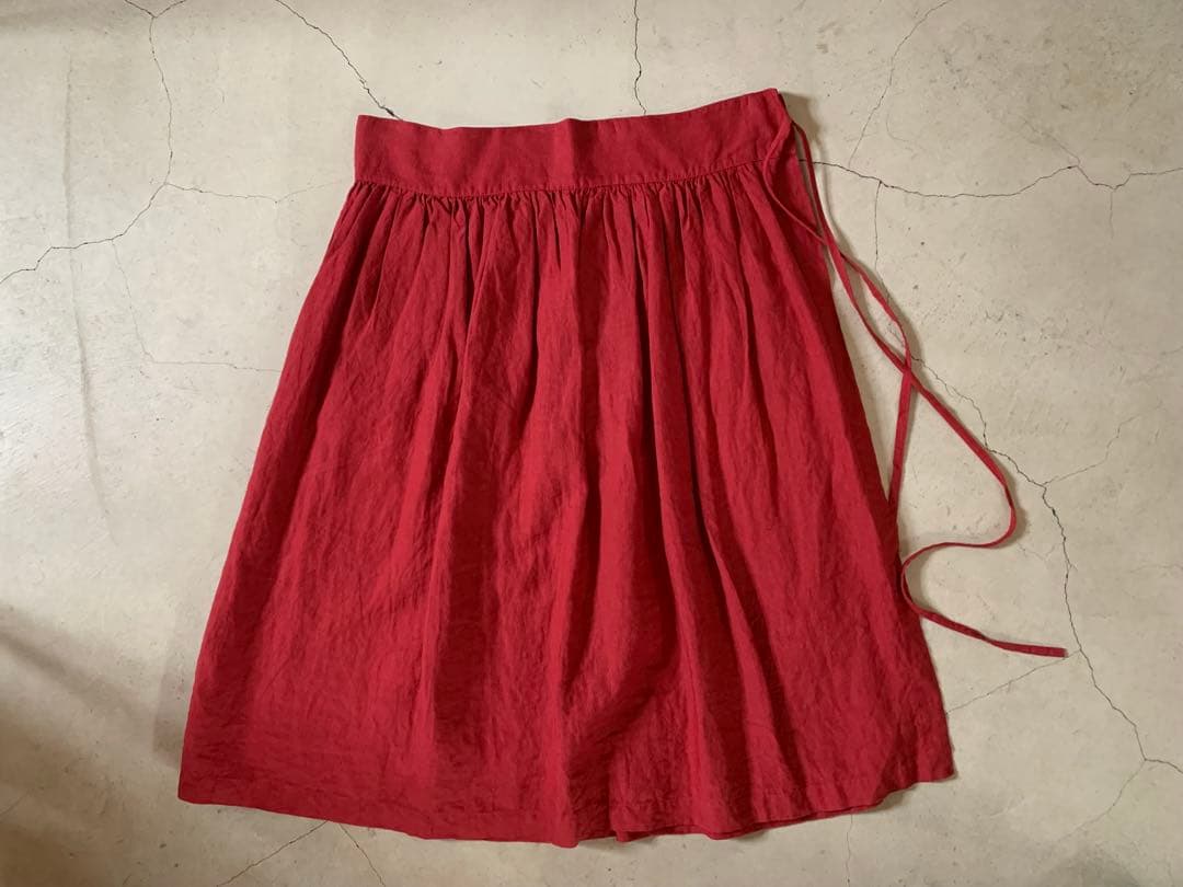 えみおわす　ラップスカート　ラック虫赤　リネン