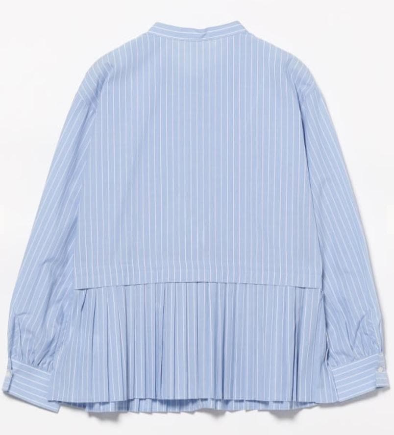 レディース プリーツ キリカエ バンドカラー シャツ