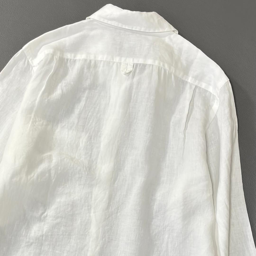 マーガレットハウエル リネン ロングシャツ 長袖ブラウス 麻 白 Ⅱ ts5