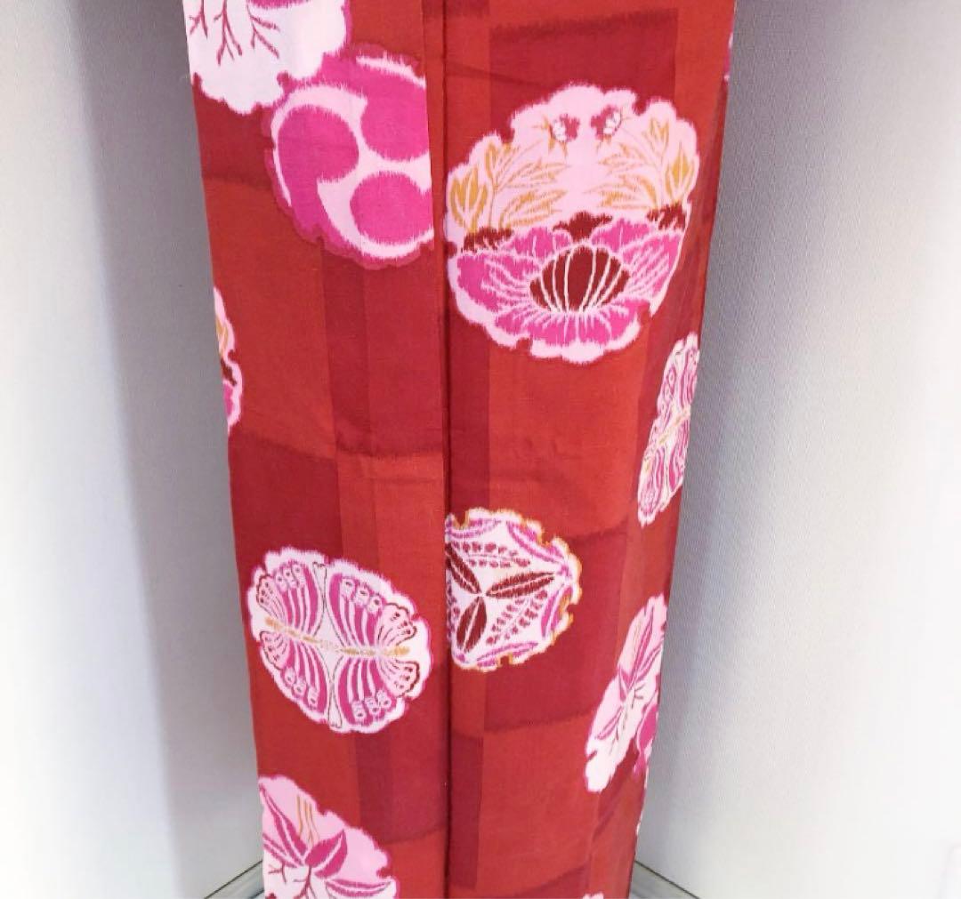 撫松庵　浴衣　赤　雪輪