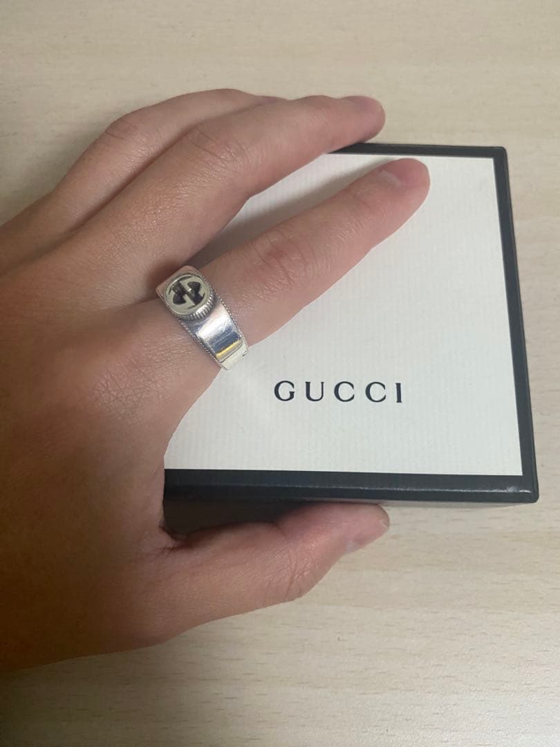 【最終値下】GUCCI ロゴ入りシルバーリング14号（指周約54.5mm）箱付き
