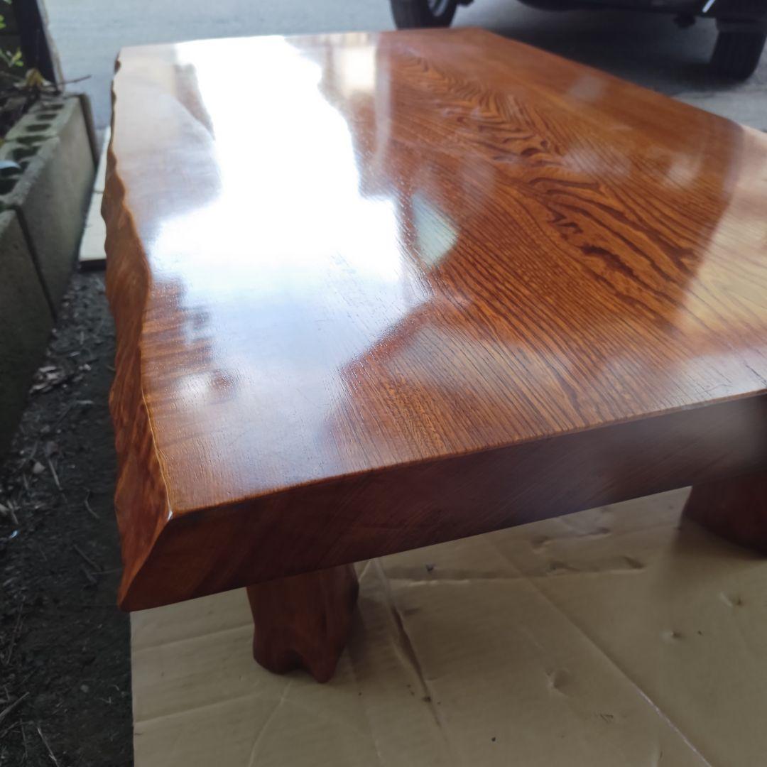 昭和レトロ 無垢材一枚板 高級中型座卓 ちゃぶ台 古民家 当時物