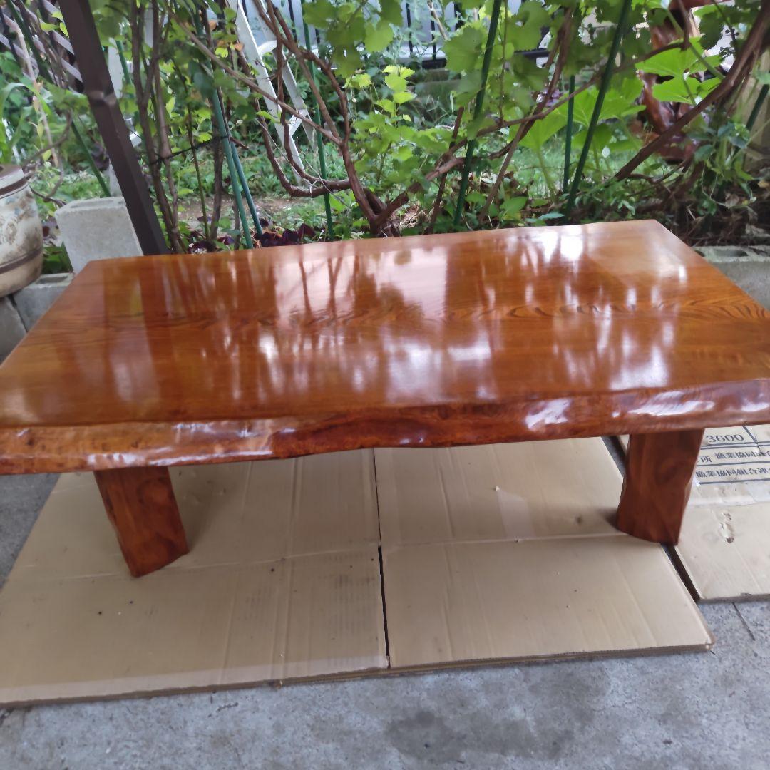 昭和レトロ 無垢材一枚板 高級中型座卓 ちゃぶ台 古民家 当時物