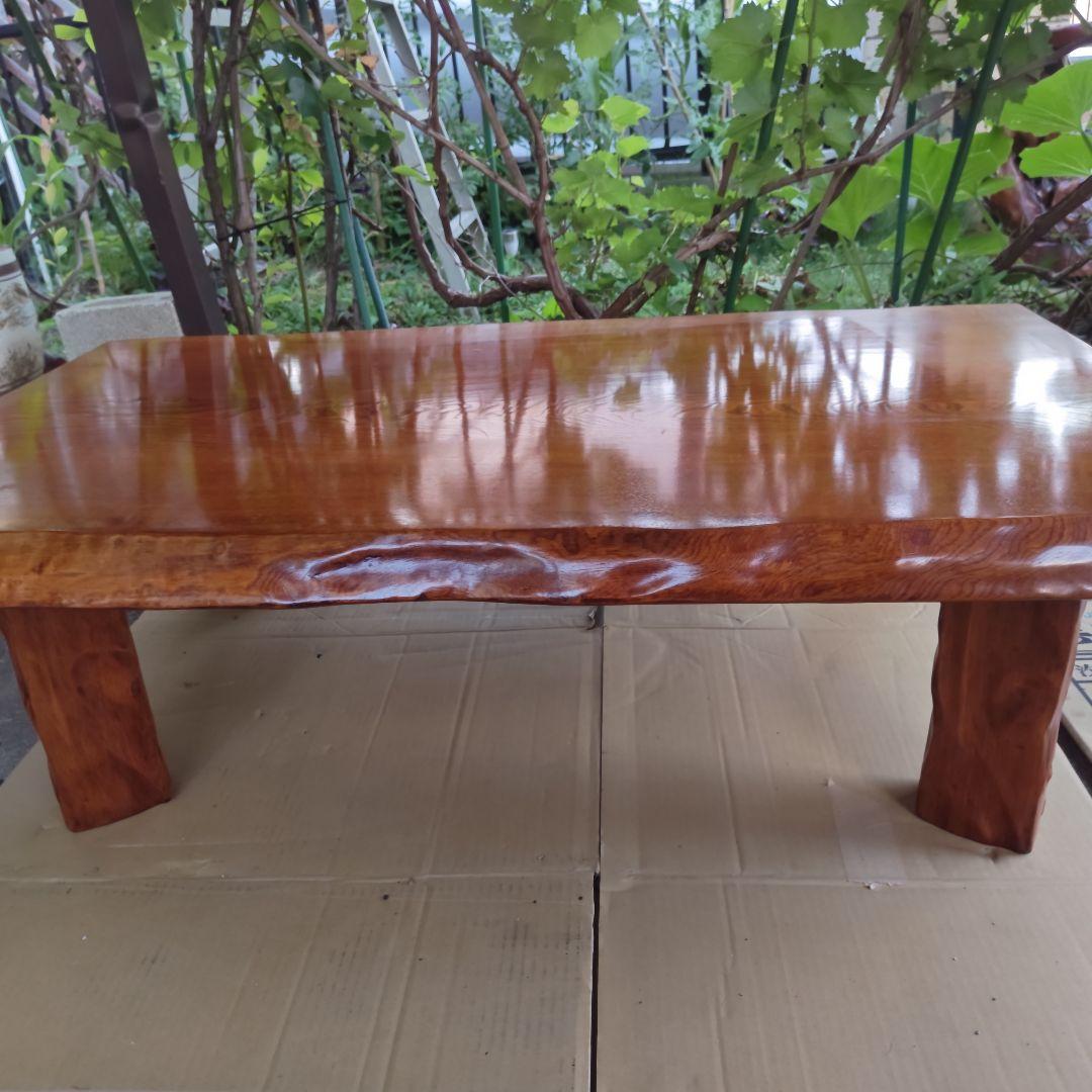 昭和レトロ 無垢材一枚板 高級中型座卓 ちゃぶ台 古民家 当時物