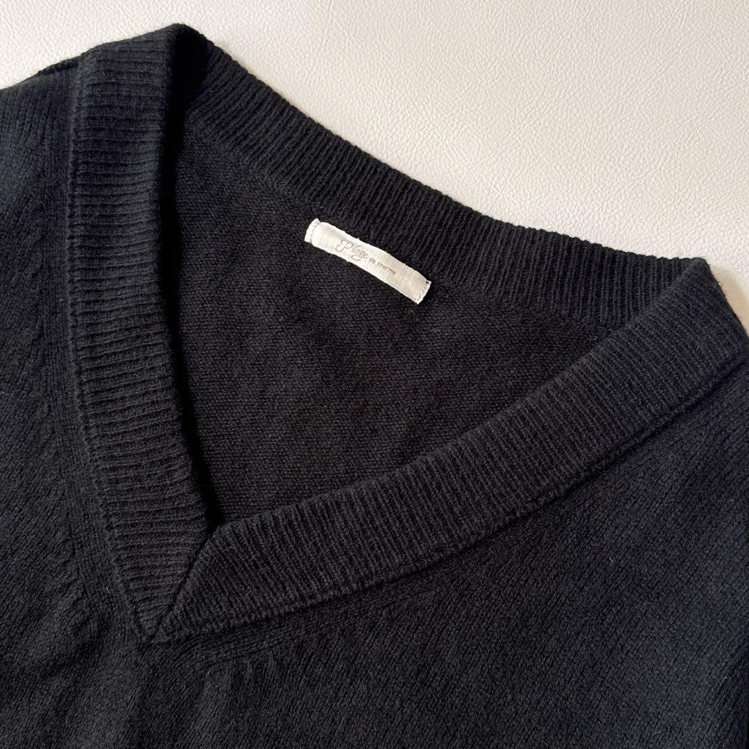 Plage Vネックニットプルオーバー　ウール　ブラック ゆったり