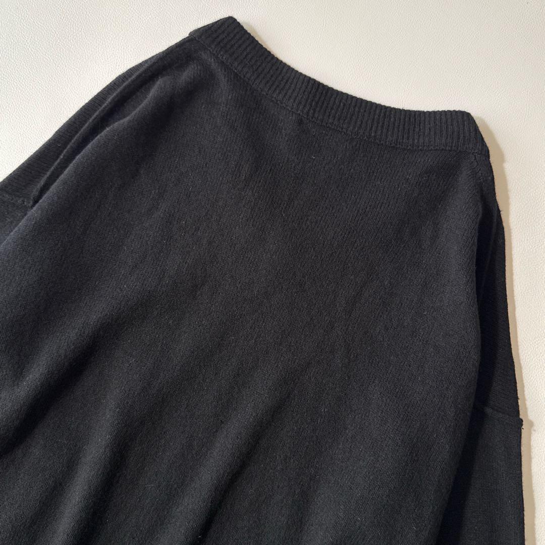 Plage Vネックニットプルオーバー　ウール　ブラック ゆったり