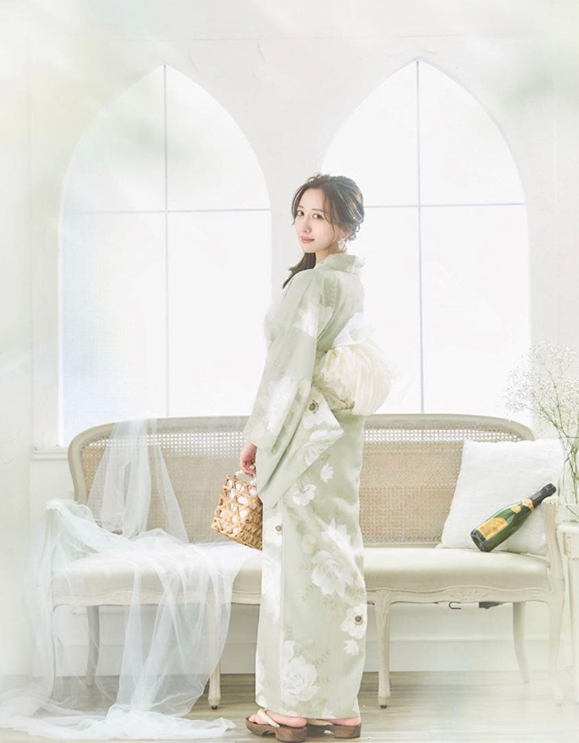 sugar 浴衣 兵児帯 下駄 3点セット シュガー くすみグリーン