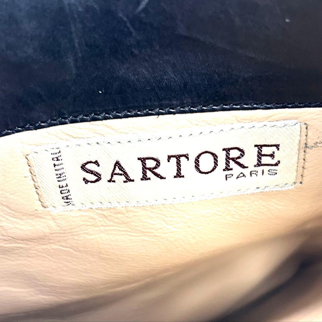 【サルトル】ジョッキーブーツ ロングブーツ ベルト 金具 23.5 伊製 黒