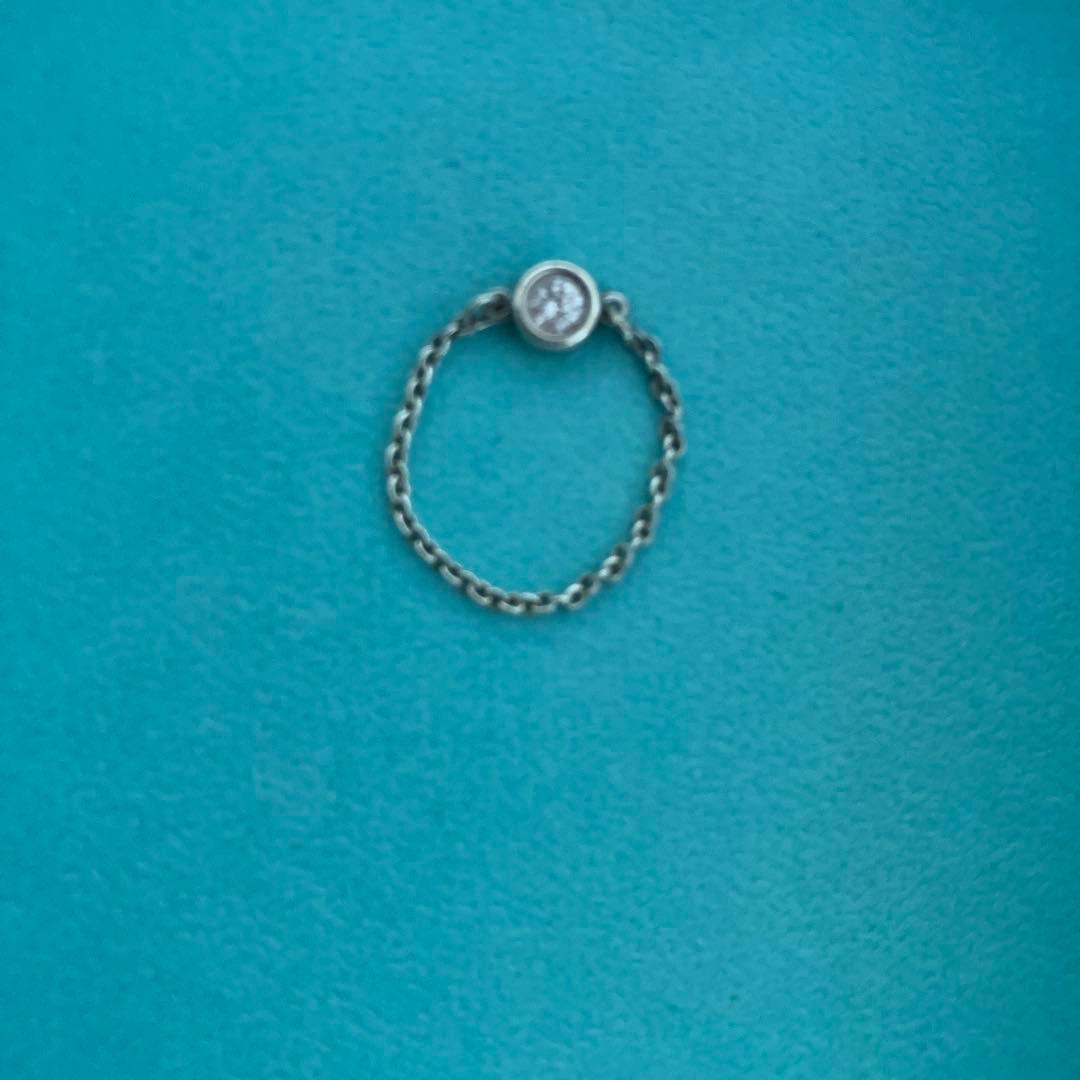 ティファニー シルバー ダイヤ バイザヤード チェーンピンキーリング