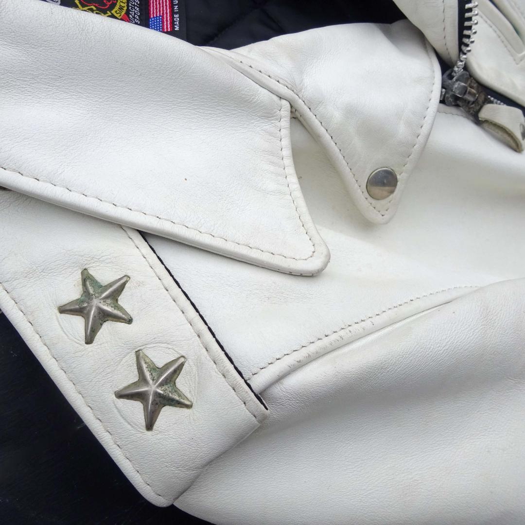 (白)Schott 613US ショット ワンスター ダブル ライダース36