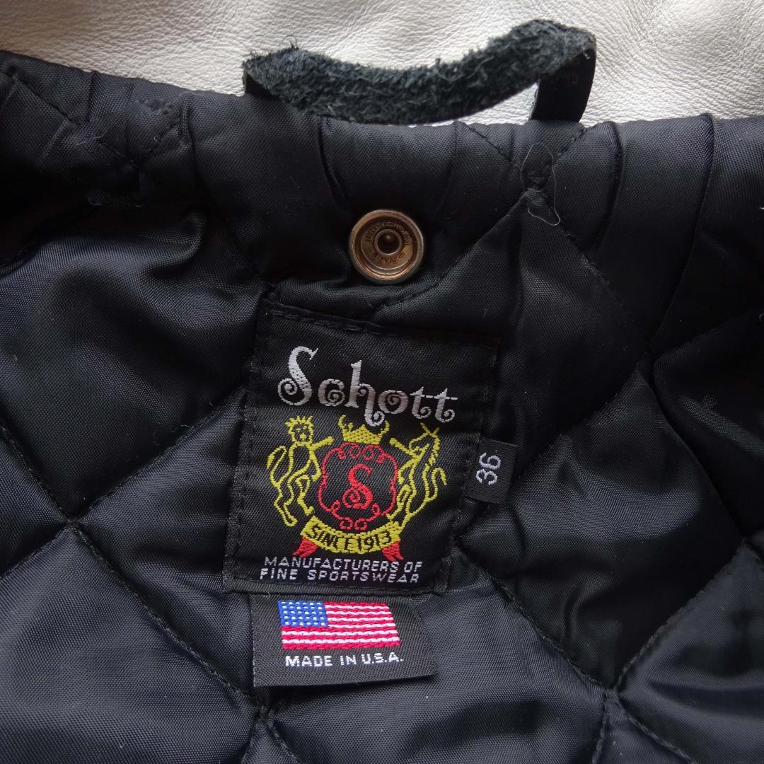 (白)Schott 613US ショット ワンスター ダブル ライダース36