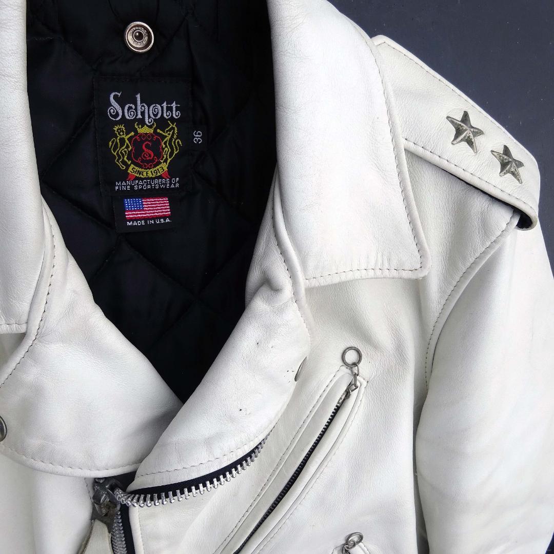 (白)Schott 613US ショット ワンスター ダブル ライダース36