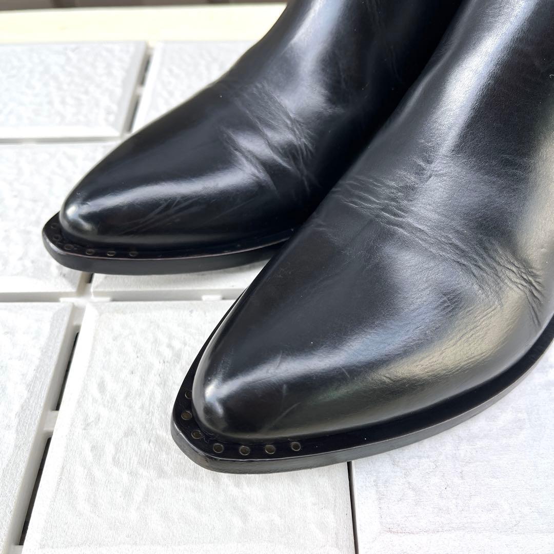 36.5 SARTORE ショートブーツ　黒　レザー　ファスナー付き　23.5