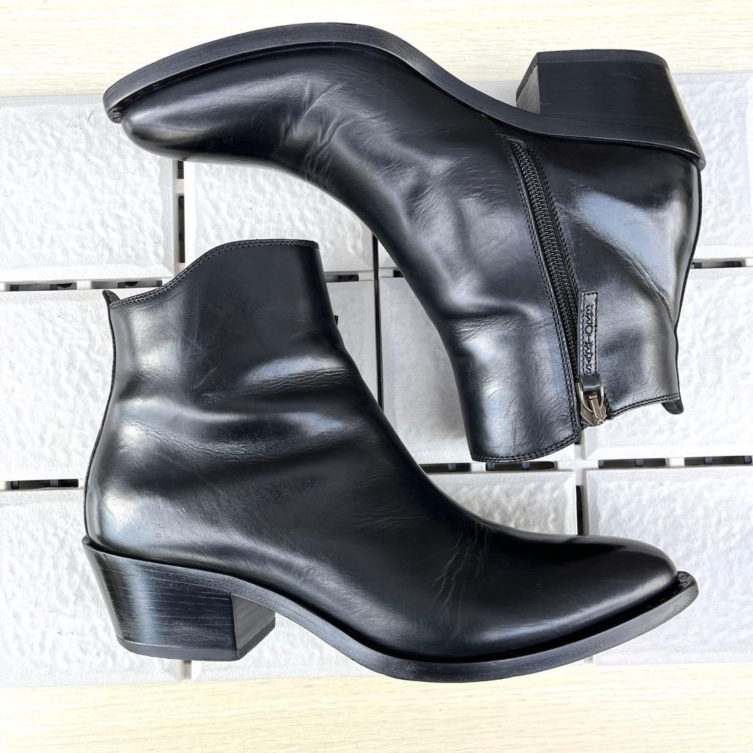 36.5 SARTORE ショートブーツ　黒　レザー　ファスナー付き　23.5